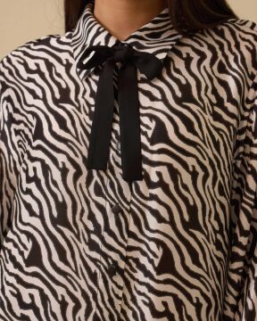 SEÇİL Zebra Desenli Bağlama Detaylı Tunik