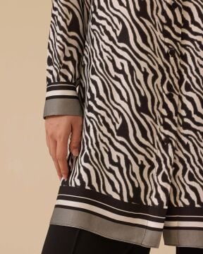 SEÇİL Zebra Desenli Bağlama Detaylı Tunik