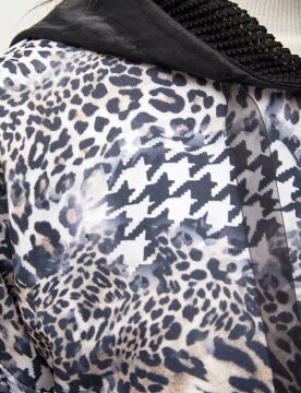 KYR Ribanalı Animal Print Sweatshirt Siyah