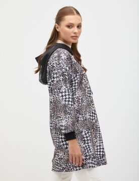 KYR Ribanalı Animal Print Sweatshirt Siyah