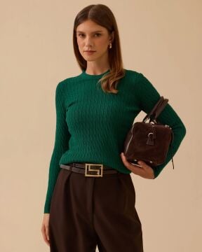 SEÇİL Örgü Desen Sıfır Yaka Triko